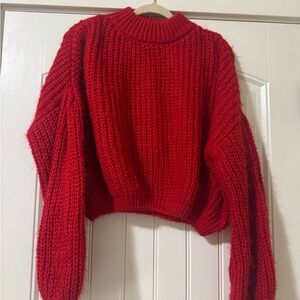 Simplee Apparel Cherry Red Crew Neck Sweater